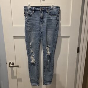 Judy Blue Women's Jeans Control Top Skinny Light Wash Ripped Distressed 9/29